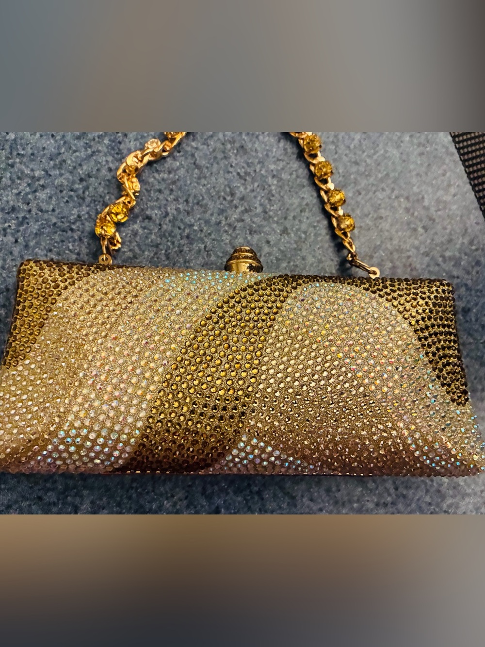 Gold Crystal Evening Clutch Handbag
